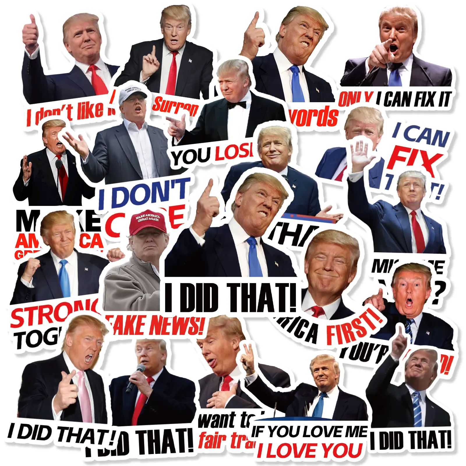 100PCS Trump Sticker Sheets - Random Mixed Expressions, Bold Humor, Waterproof DIY Decorative Sticker Packs for Home Decor, Bold Humor Stickers