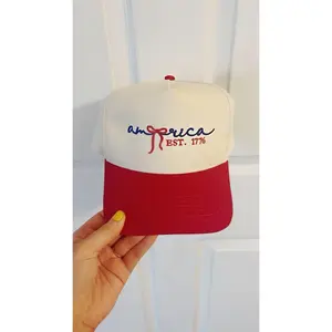 America Hat with Coquette Bow Detail on Two-Tone Hat