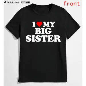 Comfortable Tee with I Love My Big Sister Retro Heart Design
