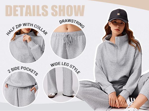 Women's Two-Piece Sports Set Long-Sleeved Half-Zip Cardigan Sweatshirt Sports Pants Comfortable Wear Multiple Colors Sizes The product is relatively thin Runs large
