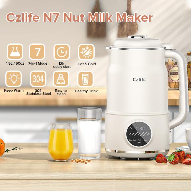 Czlife N7/N5 Nut Milk Maker Machine, 10 in 1 Automatic Soy Milk Maker Machine for Homemade Oat Milk, Nutmilk, Juice, Milkshake, Baby Food, Grains, Almonds Milk Maker with Self Clean / Delay Start / Keep Warm