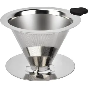 Stainless Steel Pour Over Coffee Dripper, Reusable Fine Mesh Coffee Filter, Paperless Coffee Maker for 1-2 Cups, Manual Coffee Brewer for Home, Travel, Camping