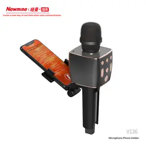 Newmine V136 2-in-1 Microphone Stand & Phone Holder with 150° Tilt & 360° Rotation for Live Streaming Karaoke Hosting Multiple Colors Adjustable Lightweight Portable