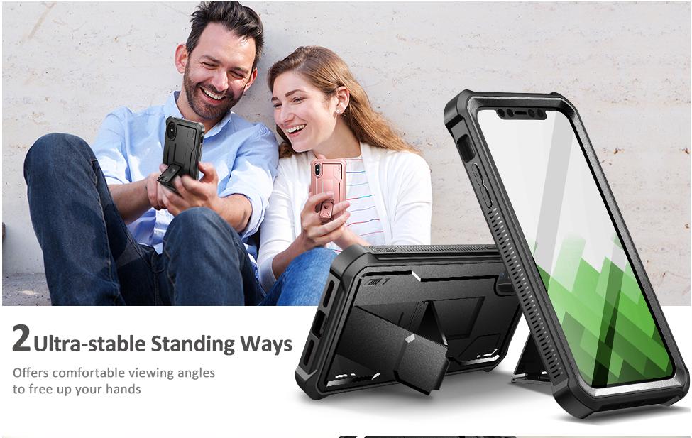 Dexnor for iPhone Xs max Case, [Built in Screen Protector and Kickstand] Heavy Duty Military Grade Protection Shockproof Protective Cover for iPhone Xs max