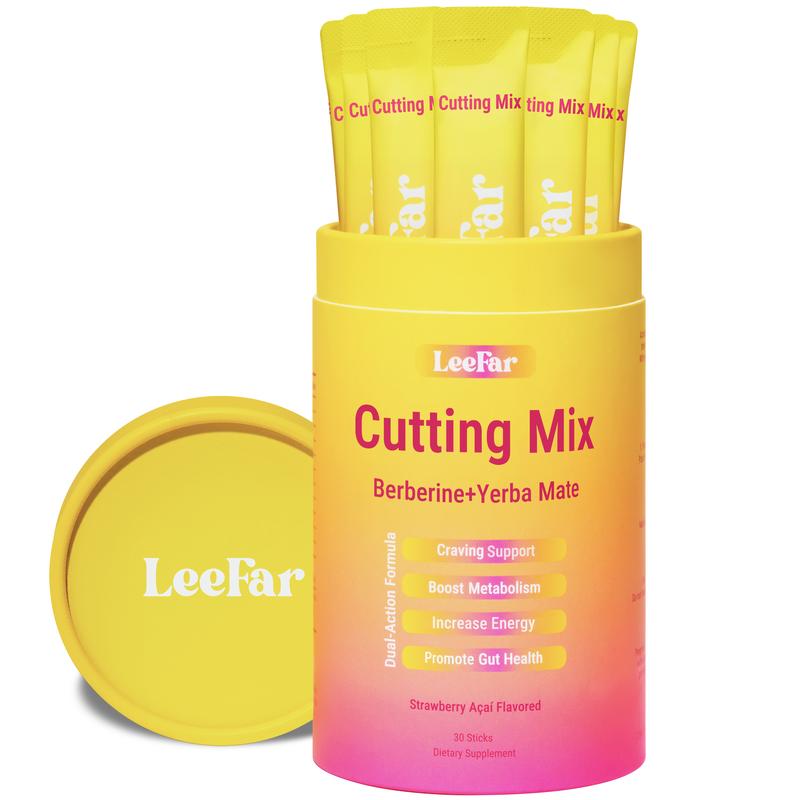 LeeFar Cutting Drink Mix – Berberine, Chromium, 5-HTP, Yerba Mate & Magnesium | Strawberry Açaí Flavor – 30 Servings