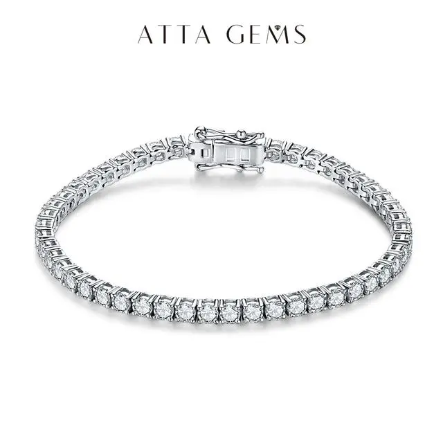 High Quality D Color VVS1 Synthetic Moissanite Tennis Chain Bracelet with Unique Bracelet Design, Exquisite Trendy Women's Jewelry for Birthday Party Gift B001, Premium Artificial Gemstone Accessory, Exquisite Trendy Bracelet summerwins tiktokshopbacktosc