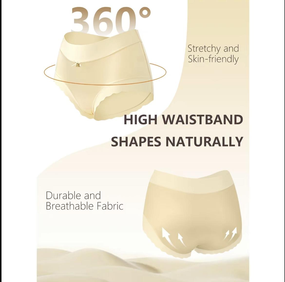 Mid Waist BreathableComfortable Soft Briefs,  Elastic Hip LiftingBriefs, Fit Everyday Wear Elegant & Stylish DesignWomen's Briefs,M-XXL innersy woman breathable seamless panty solid color  waist brief Plus Size -Waisted Cotton Underwear high