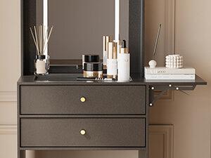 Small Vanity Desk Set with 3 Adjustable Lighted Mirror and Storage Chair IF018