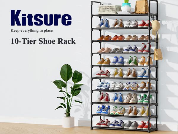 Kitsure Shoe Rack - 3-10-Tier Shoe Organizer with Side Handles for Closet Entryway Bedroom Easy Assembly Storage Shelf for Versatile Placement Summervibes,dorm essentials,home decor