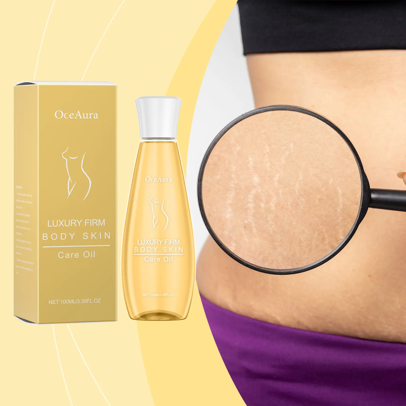OceAura Mineral Body & Massage Oil - Gentle Care for Pregnant Women, Nourishing, Softening, Firming, Deep Penetration for Abdomen Thighs, Reduces Marks, Mineral Oil, Gentle Massage, Butylated Hydroxytoluene, Care Oil
