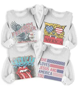 Vintage USA Sweatshirts America Sweatshirt Rock N Roll Classic Patriotic Pullover olympics  Freedom  Sweatshirt Independence Day Pullover American Eagle Pullover Merica Patriotic Sweatshirt Casual Menswear Soft Long Sleeves Sublimation Sweaters