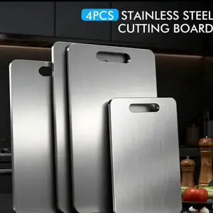 Premium Stainless Steel Cutting Board Set- Durable, Easy to Clean, Kitchen Ready, Space-Saving, Rust-Resistant, and BPA-Free, Safe for Food Preparation