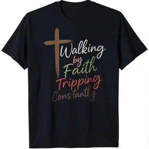 Unisex Christian Faith Humor Graphic Tees,Vintage Walking By Faith Tripping Constantly Funny Christian T-Shirt,Graphic Printed Causal Tee,t shirts for men,t shirts for women,white tee,funny t shirt,graphic t shirts,men's t shirts,good graphic tees,funny