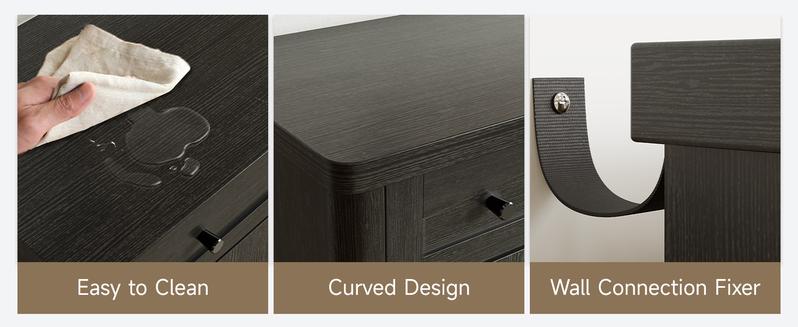 【Valentine's Day Gift】ONBRILL 63 Inch Buffet Cabinet with Storage, Curved Sideboard Cabinet with 2 Drawers and 4 Arched Doors, Storage Cabinets with Adjustable Shelves, Sideboard Buffet for Living Room, Kitchen