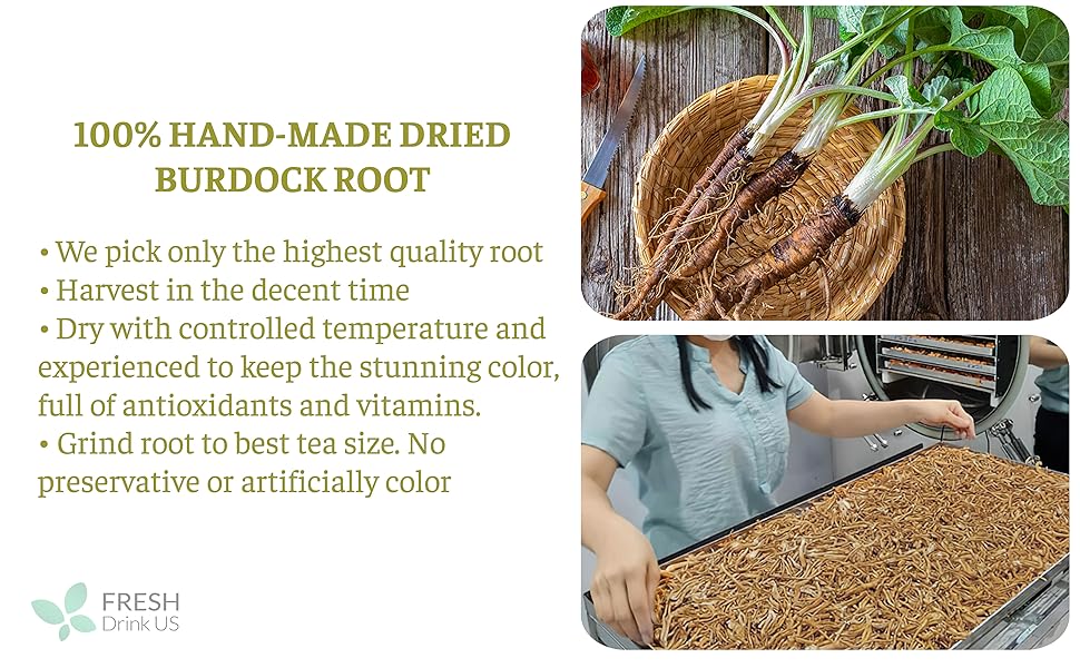 【FreshDrinkUS】 Burdock Root Tea, 100% Natural & Pure, Non GMO, No Sugar, No Caffeine, No Gluten, Vegan, Soy Free, Beverage