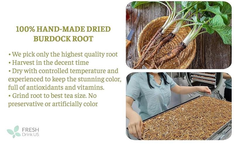 FreshDrinkUS Burdock Root Tea, 100% Natural & Pure, Non GMO, No Sugar, No Caffeine, No Gluten, Vegan, Soy Free, Beverage