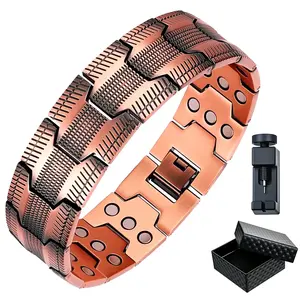 Copper Bracelet for Men, 3X Ultra Strength Magnetic Bracelets, 99.99% Pure Copper with 3500 Gauss Neodymium Magnets, Adjustable