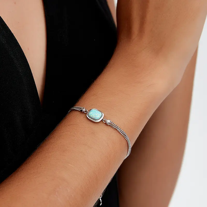 Platinum Plated Opal Bracelet For Women,Fashion