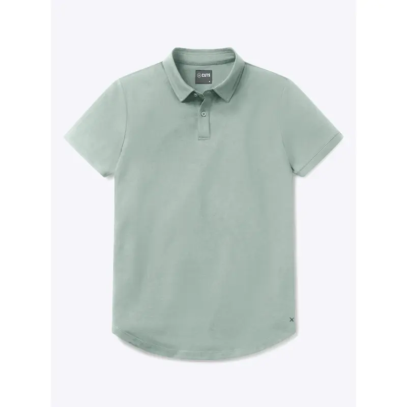 Cuts Men's Tapered Traditional Fitted AO Classic Short Polo Shirt - Small, 33% Cotton-Polyester-Spandex, Curve Hem, Wrinkle-Resistant, Anti-Pilling, 4-Way Stretch, Button-Front, No-Iron, Day Office-Ready Sports Top (Pairs with Sneakers-Loafers)