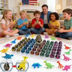 60PCS Small Hatching Dinosaur Eggs for Dinosaur Birthday Party Favors Valentine Goodie Bag Stuffers Classroom Carnival Prizes Bulk Pinata Fillers Novelty Grow in Water Dino Eggs with Toys Inside