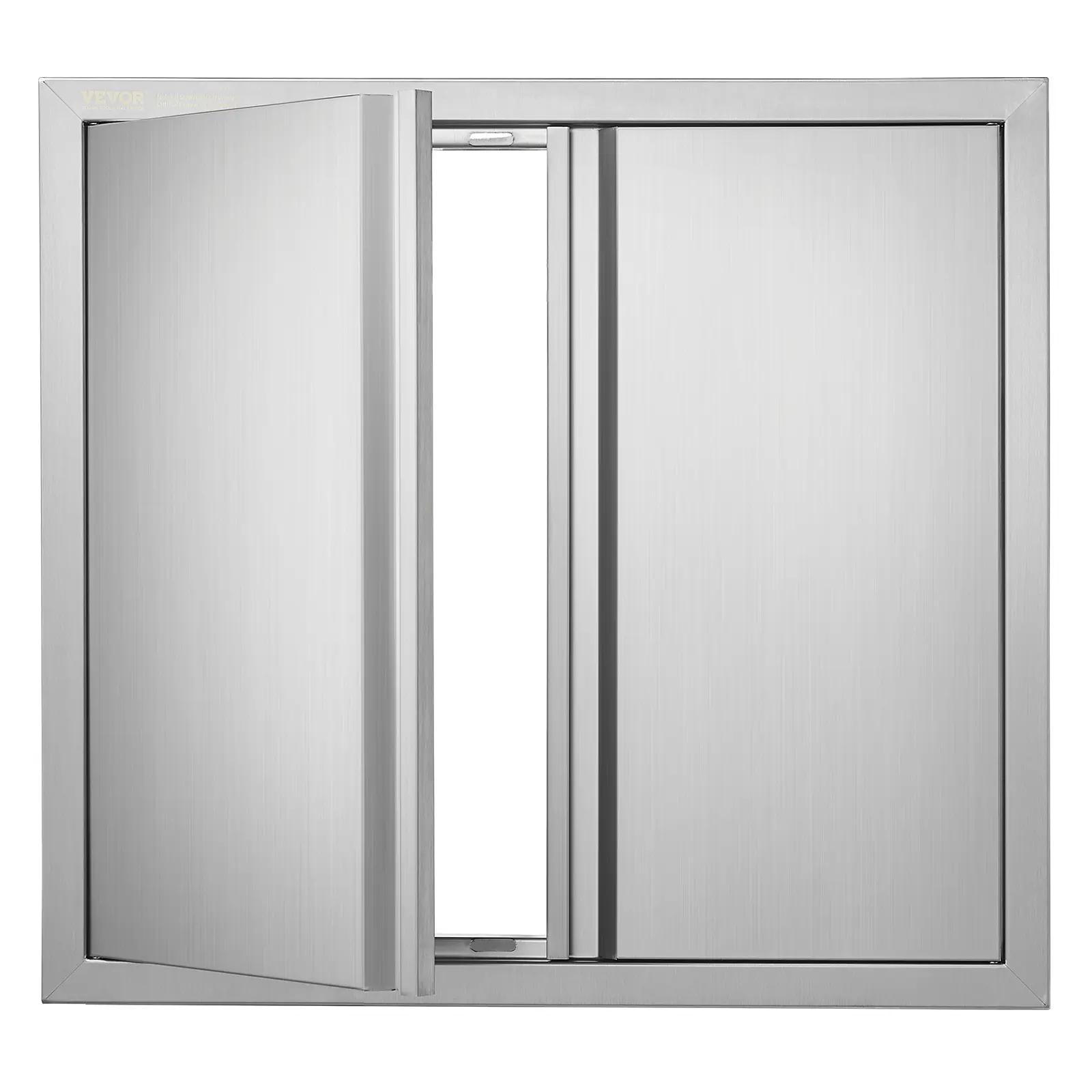 【Summerfinds】VEVOR 26x24x2 in Metal In-Wall Mounted Openable Double Flush Mount Outdoor Doors, Modern Adjustable Vertical Design, Hidden Handles, Seamless Build, Magnetic Seal, Prevents Insects for BBQ Island, Outdoor Kitchen