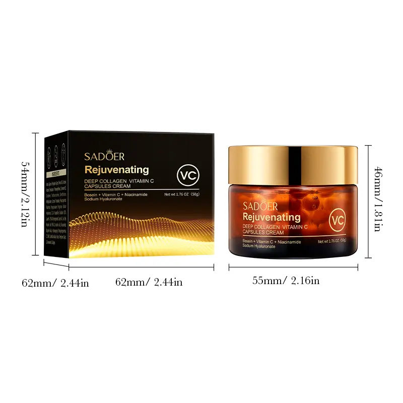 2PCS Collagen Nicotinamide & Vitamin C Capsule Cream Combo Set | Advanced Moisturizing & Firming Formula | Deep Hydrating K-Beauty Facial Care for All Skin Types