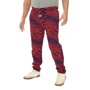 Zubaz Adult Unisex Z88 2 Color Zebra Pants, NAVY/RED