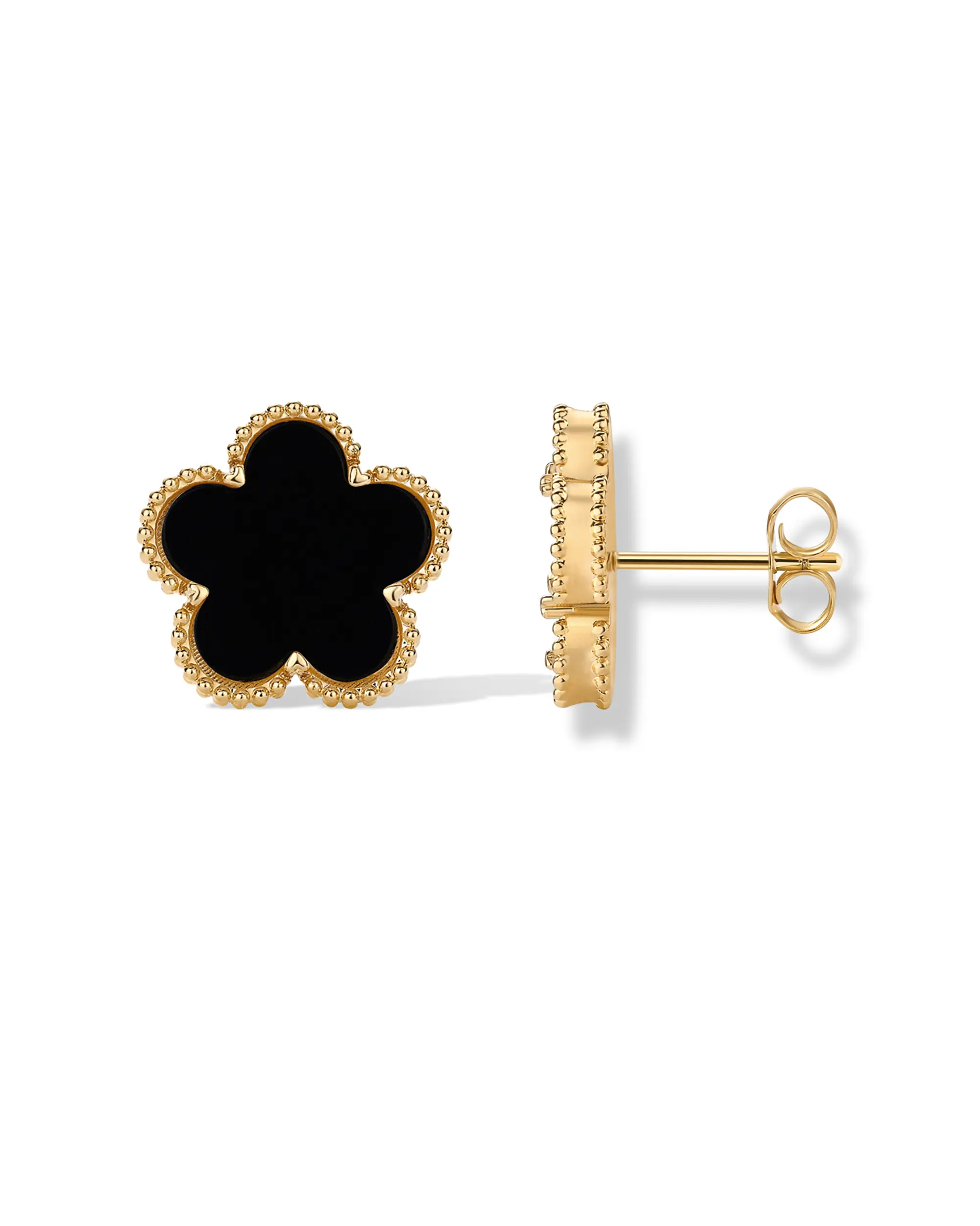 PAVOI 14K Gold Plated Clover Earrings for Women - Clover Drop Dangle and Stud Earrings with Mother of Pearl or Onyx Gemstone - Lucky Trendy Jewelry