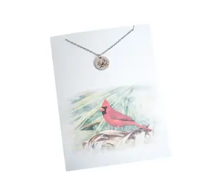 Cardinal Necklace - Custom Red Male Cardinal Bird Charm Pendant Silver or Gold Jewelry Gift for Sympathy Grief Memorial Spiritual Bird Lovers Keepsake Gift With Greeting Card