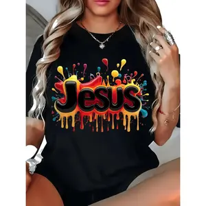 Trendy Plus Size Cotton TShirt Featuring Vibrant Splash Paint and Abstract Geometric Art for Men and Women Ideal for Golf Gifts