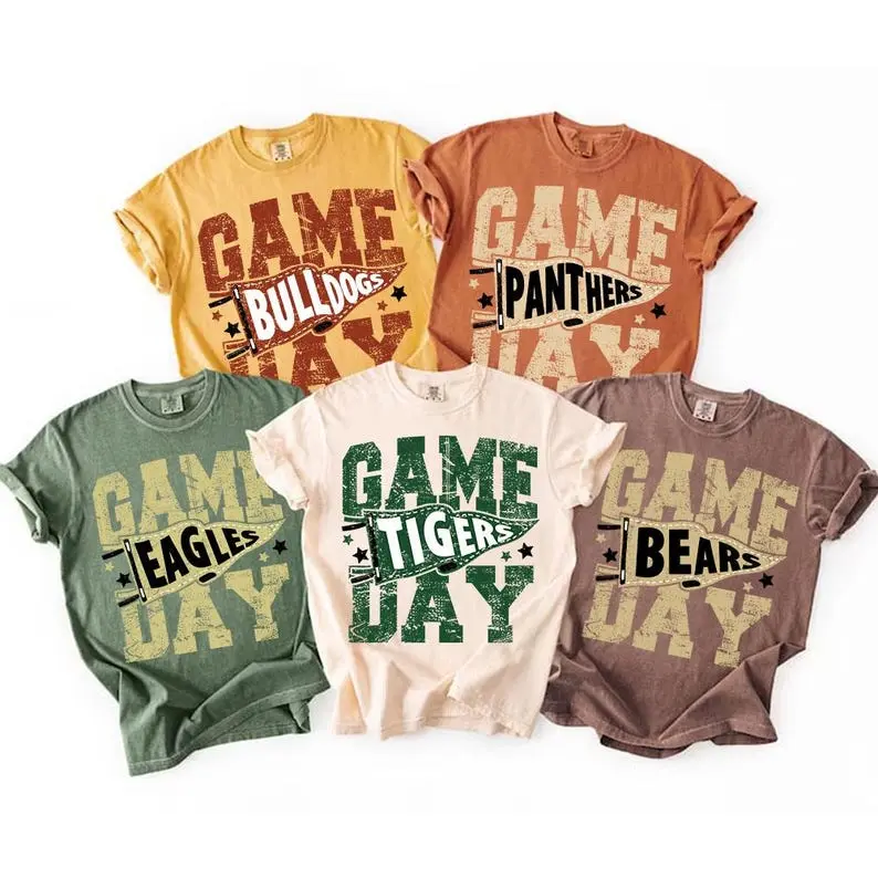 Retro School Mascot Game Day Design Tee, Custom School Shirt, Football School Spirit, Class Matching Tshirt, Gift Ideas