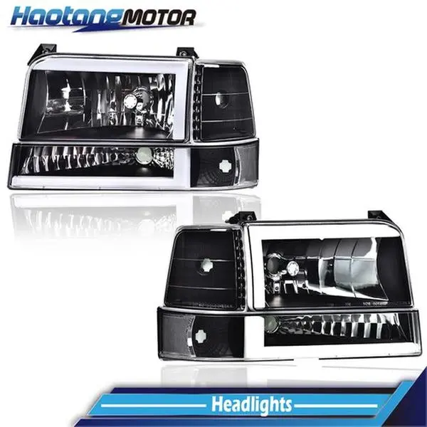 CROSSDESIGN LED DRL Replacement Headlight Assemblies - 6PCS LED Lights with Corner, Bumper Lamps, Vehicle-Specific Fit for 1992-1996 FORD F150, F250, F350 F-Super Duty, Plug-N-Play, Car Exterior Upgrade