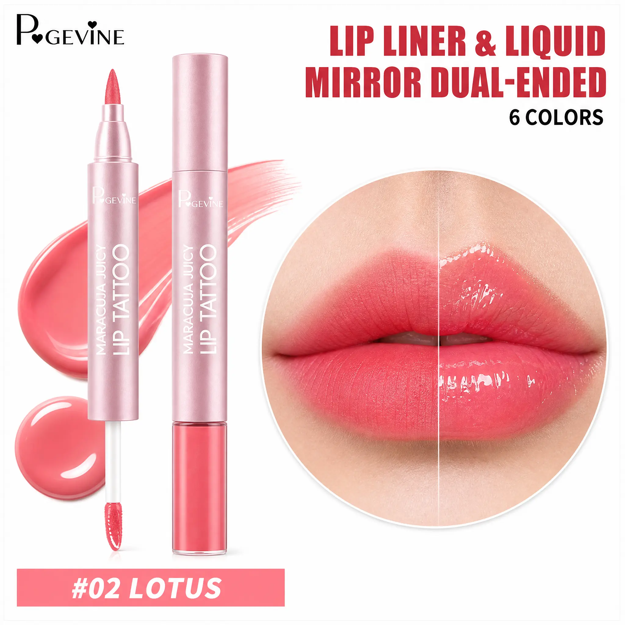 PAGE VINE Moisturizing & Hydrating 3-in-1 Lip Gloss, Matte Lipstick & Lip Liner, Fuller-Looking Juicy Finish, Dual-Ended Water-Based Lip Stain Marker, Long-Lasting Transfer-Resistant, Hyaluronic Acid & Fruit Extracts, for Work, Dates & Everyday Makeup