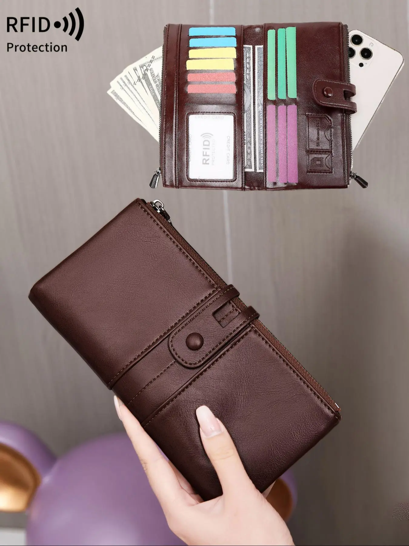 Women's Solid Color Zipper Wallet, Fashionable PU Leather Trifold Credit Card Holder, Casual Versatile Wallet for Daily Use, Trendy All-match & Exquisite Wallet for Gift, Credit Cards Holder