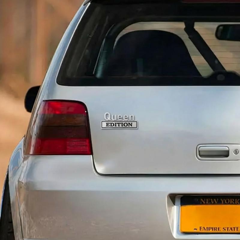 Queen Edition 3D Emblem Sticker, Badge Durable Metal Construction Funny Decals for Car Truck SUV Motorcycle Universal Fit Easy Peel and Stick Installation(Black White,Queen)