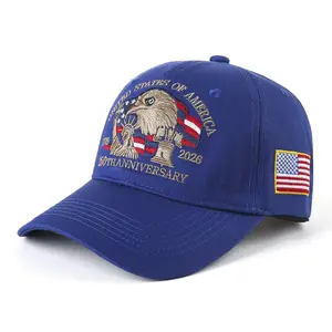 Patriotic Embroidered Adjustable Retro Baseball Cap for Men Women USA 1776–2026 Premium Cotton Blend Curved Brim Hat Blue Red Navy