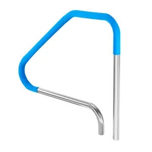 【FathersDayGift】VEVOR Pool Handrail, 46 x 37 inch Pool Railing, Stainless Steel (Pre-built) for Indoor/Outdoor Pools,Swimming Pool Railing for Decks,Rust-Proof Grab Bar with Blue Grip Cover&Accessories for Spas