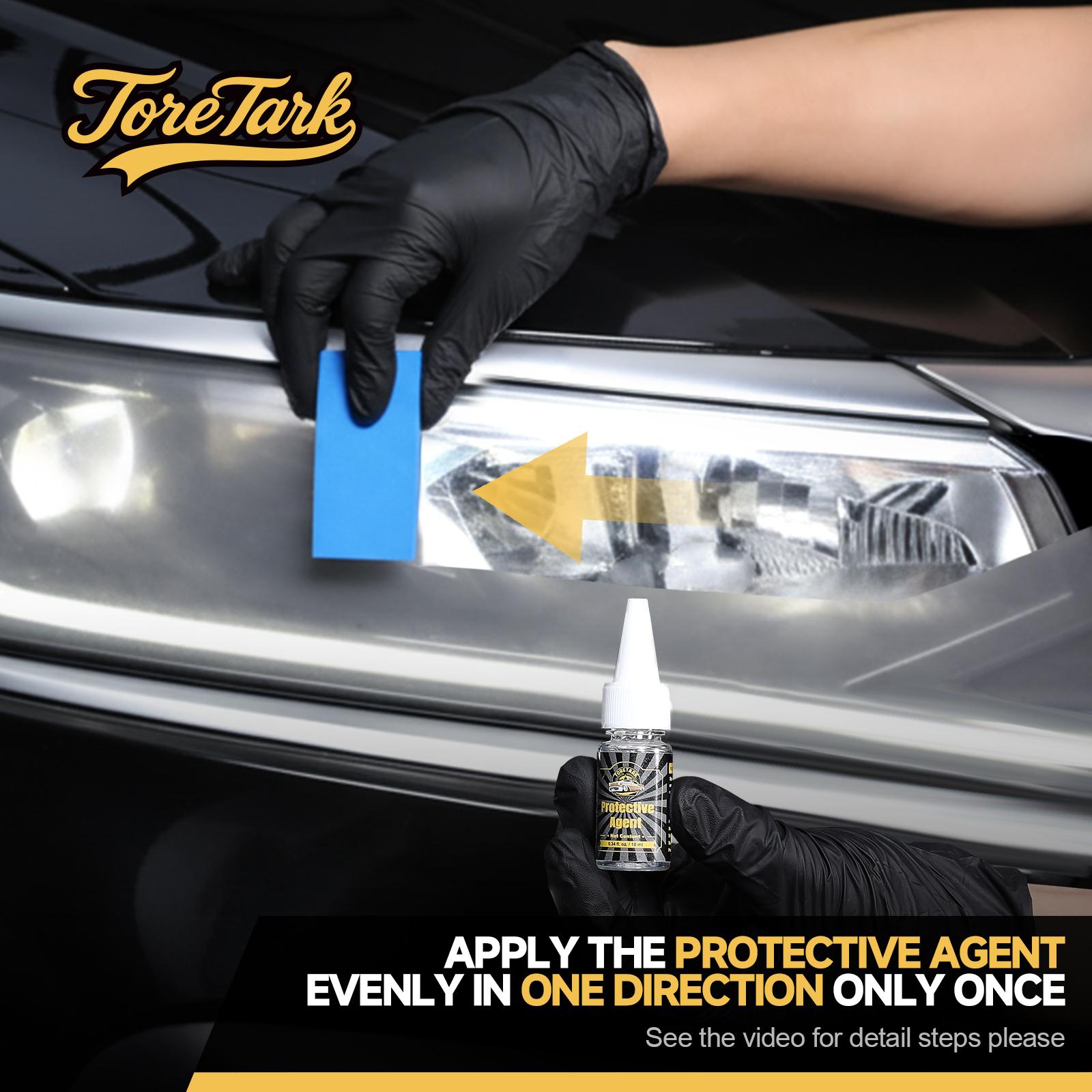 Toretark Car Headlight Restoration Kit 100ML Repair Liquid & 10ML Crystal Plating Agent for Oxidation Yellowing Scratch Repair Transparent Finish Best Christmas Gift