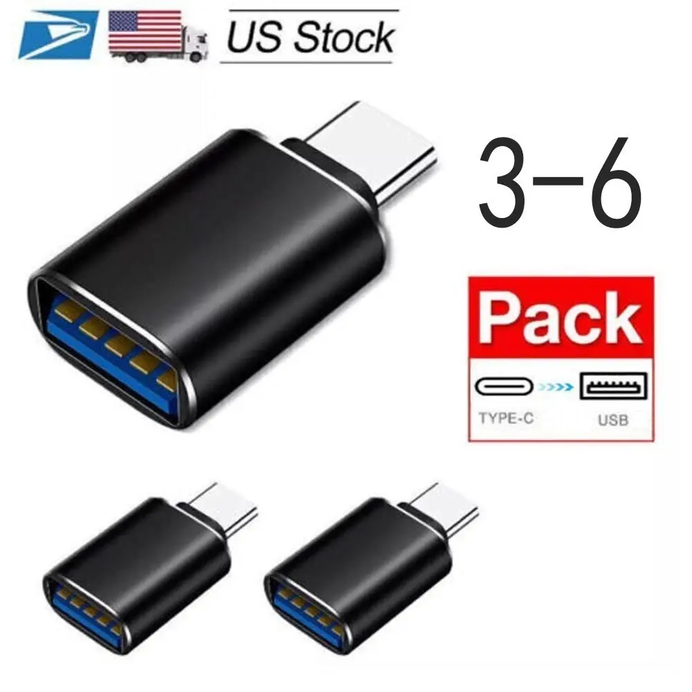 3-Pack USB 3.1 Type-C Male to USB 3.0 Female OTG Converter Adapters, High-Speed Data Syncing, Plug and Play, Universal Fit, On-the-Go OTG Function, Side-by-Side Use Supported, for Phones, Laptops