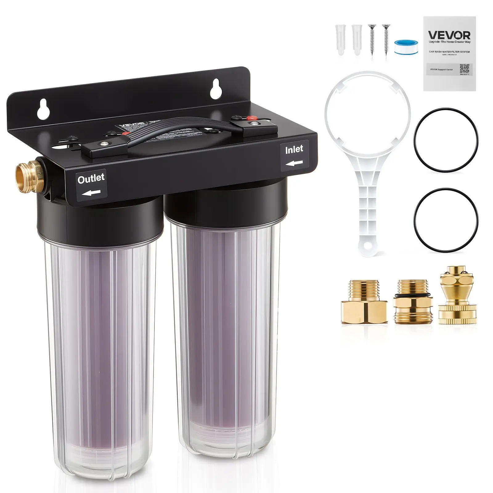 【Summerfinds】VEVOR Deionized Water System for Car Wash, Spotless Car Wash Water System with 2 x 0.5L Color Changing Resin, Spot-Free Deionized Water Filter for Cars RVs Motorcycles Windows Car Wash Machine Car Wash Kit