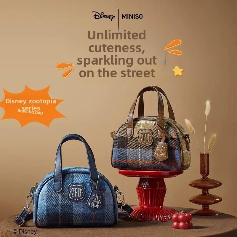 [New Year's gift] MINISO Disney Zootopia Bowling Bag Retro College Style Handbag and Crossbody Bag, New Year's gift and Black Friday
