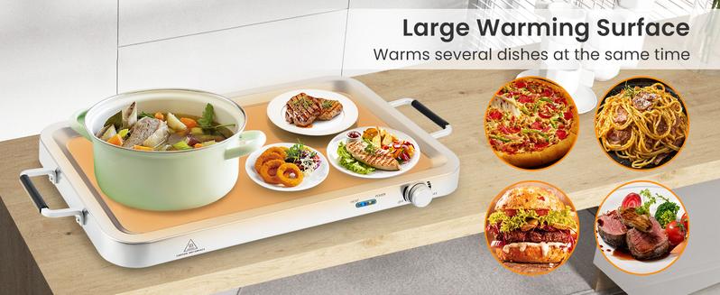 COSTWAY Buffet Servers and Warmers, 2 in 1 Electric Warming Tray, Stainless Steel Chafing Dish with Temperature Control, 3 Serving Trays, 4.5/8 Qt Food Warmers Station for Parties Banquets Events, Dishwasher Safe, Christmas Gift Black Friday Cyber Monday