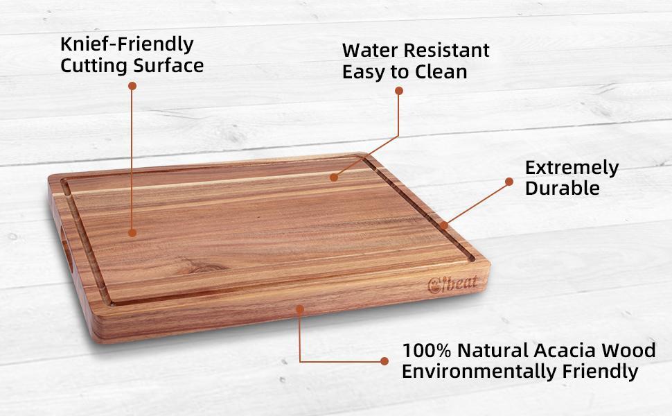 【GARVEE】Acacia Extra Large Wood Cutting Board 20 x 15 Inch, 1.5 Inches Thick Butcher Block, Reversible Wooden Kitchen Block, Cheese Charcuterie Board, with Side Handles and Juice Grooves 【GARVEE】Acacia Extra Large Wood Cutting Board 20 x 15 Inch, 1.5 Inches Thick Butcher Block, Reversible Wooden Kitchen Block, Cheese Charcuterie Board, with Side Handles and Juice Grooves