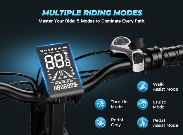 WINDHORSE W4A Foldable Electric Bike, Peak 983W Motor Ebike, 55-70 Miles & 20 MPH, 48V Removable Battery, 20" Fat Tire All-Terrain Electric Bicycle for Adults Teens with 7-Speed, Suspension