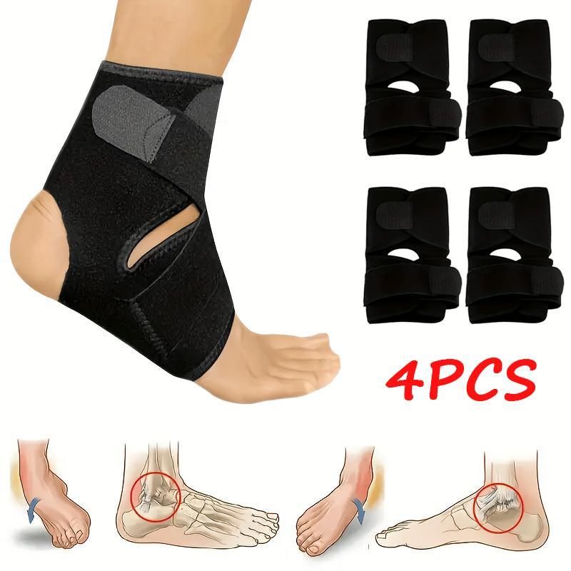 4-piece Set Sports Ankle Support Compression Bandage, Ankle Fixation Strap, Breathable and Comfortable Ankle Support Sleeve, Sports Protection Equipment, Fitness Running Basketball Foot Accessories, Unisex Sports Protection