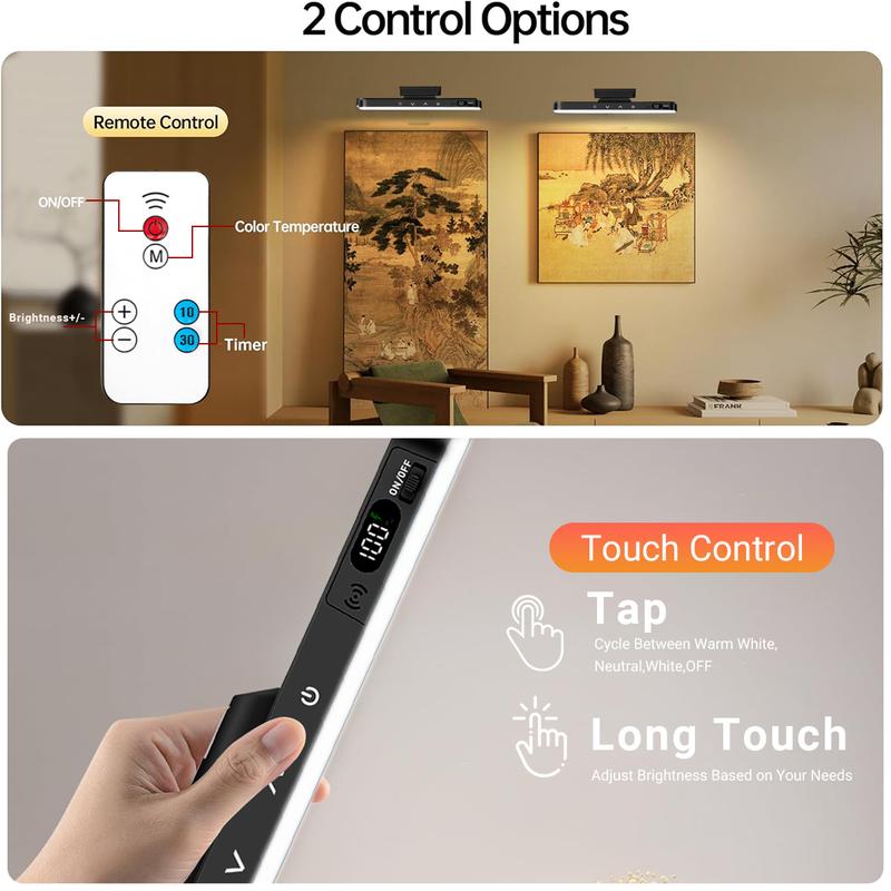 6W Under Cabinet Lighting with Remote Control, Rechargeable 4000mAh Vanity Light for Mirror, Adjustable Color Brightness, No-Drill Magnetic Light Bar for Bedroom,Bathroom,Kitchen,Closet,Desk