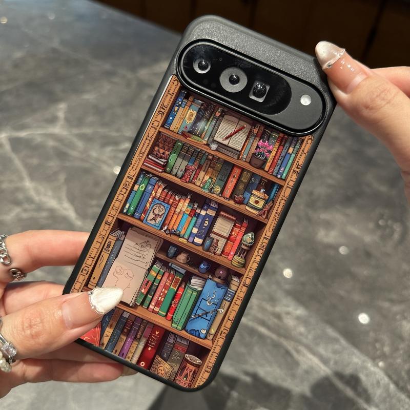 Compatible with iPhone 16 Pro Max /15/14/13/12/S25 Ultra/S24/S23/S22/Google Pixel 6/7/8/9 Phone Case  Bookshelf Pattern  phone case HN-SJ01