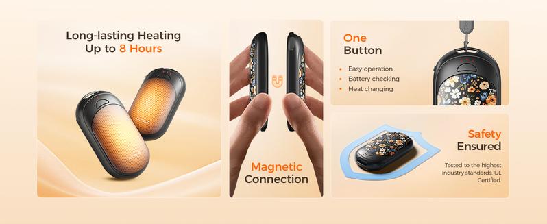 Ocoopa Magnetic Hand Warmers Rechargeable 2 Pack Electric Handwarmers Smart Heating UL Certified 3 Settings Portable Heater Ultra Slim Pocket Hunting Essentials Gifts for Christmas Men UT3 Lite TikTokShopBlackFriday - Maximum Convenience