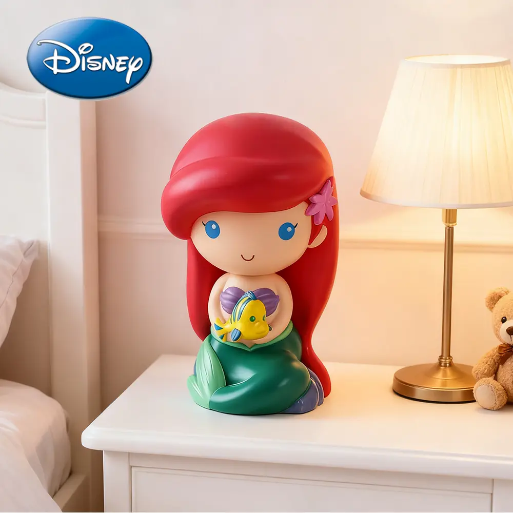 Disney Officially Licensed Princess Ariel PVC Piggy Bank - 1Pc Figurine, Desk Savings Jar, Christmas Decoration, Waterproof Home Decor Collectible Desktop Organizer Gift