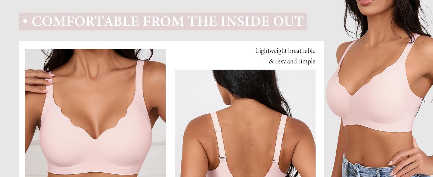 Women's Black Jelly Bra No Underwire T-Shirt Bra Seamless Comfortable Soft Wireless Basic Bridal One Piece Minimalist Everyday Wear with Adjustable Straps Vneck Slight Push-Up Breathable bra  fits women